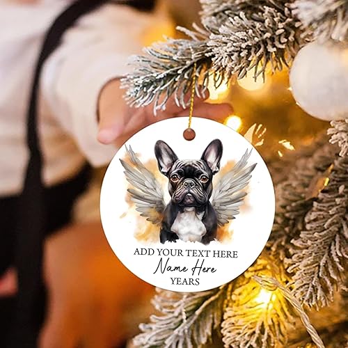Vista 145 de Adorno conmemorativo personalizado de Bulldog Inglés – Alas de ángel, regalo de Navidad personalizado para perro, mamá y papá Adorno de Bulldog
