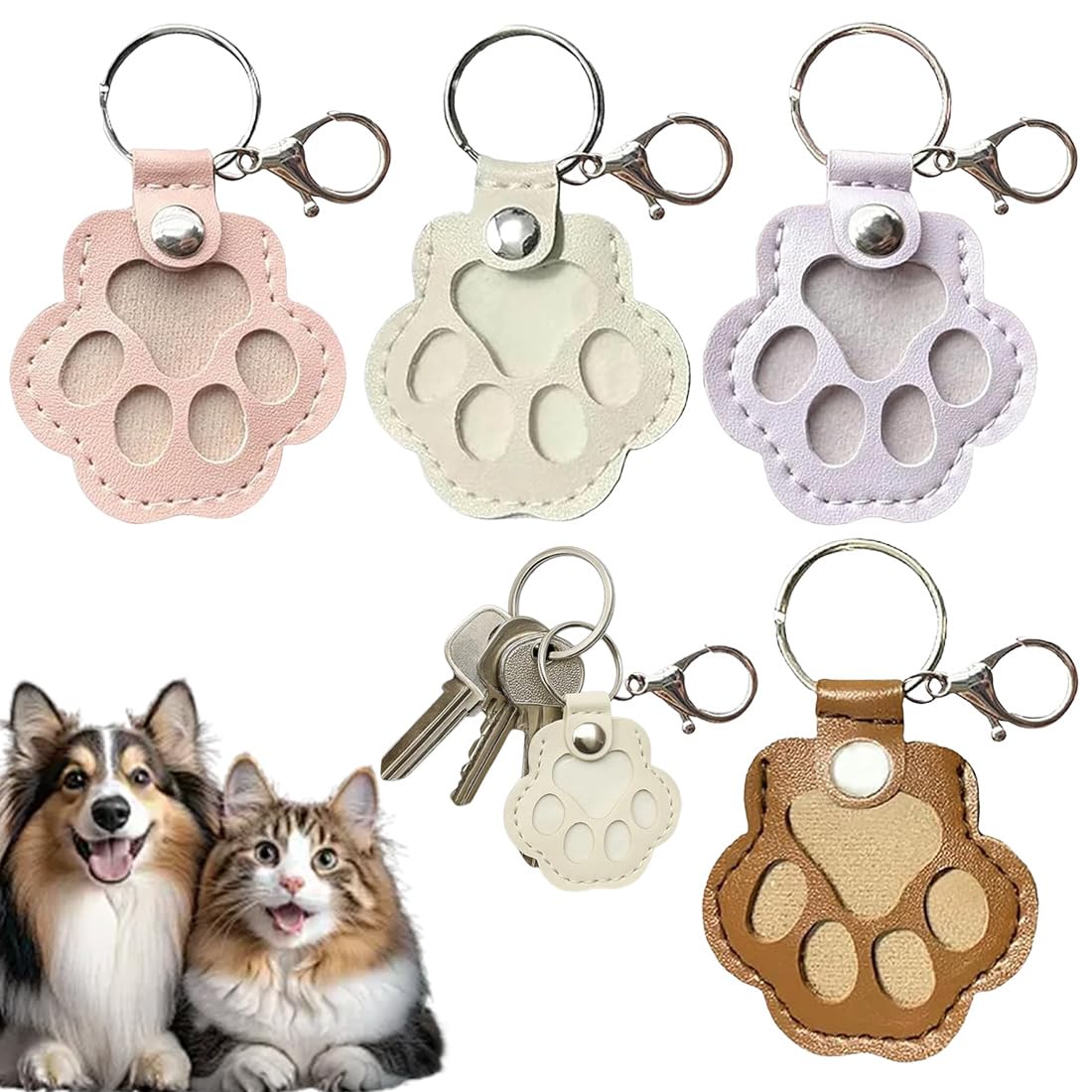Portachiavi 4 Unità Contenitore Peli Animali Domestici Bianco Lilla Rosa Beige