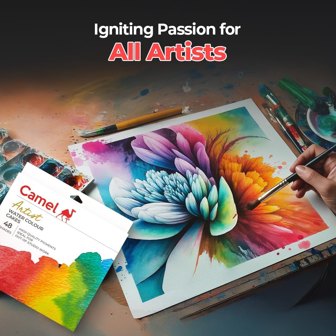Camel Artist Water Colour Cakes Set - Pack of 48 shades by Anmol Art & Frames