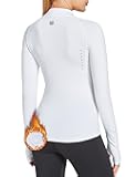 Women's Thermal Shirts Long Sleeve Fleece Lined Tops Mock Neck Workout Running Cold Weather Gear Thumbholes