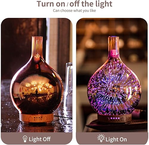 Miniatura 5 de Porseme Jarrón Aladdin de 9.5 fl oz + 3.4 fl oz de oro rosa Aladdin difusor de aceite esencial 3D aromaterapia humidificador ultrasónico,