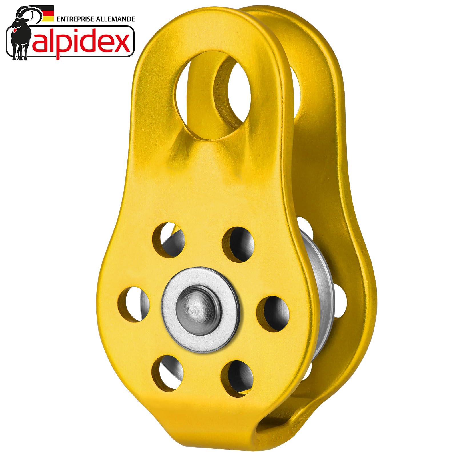 ALPIDEX Poulie de Renvoi 22 KN | Fix Pulley | Poulie de Mouflage | Norme EN12278 | Câbles Jusqu'à 13 mm Diamètre | Palan à Câble | Treuil Guide Câble | Oulies de Levage
