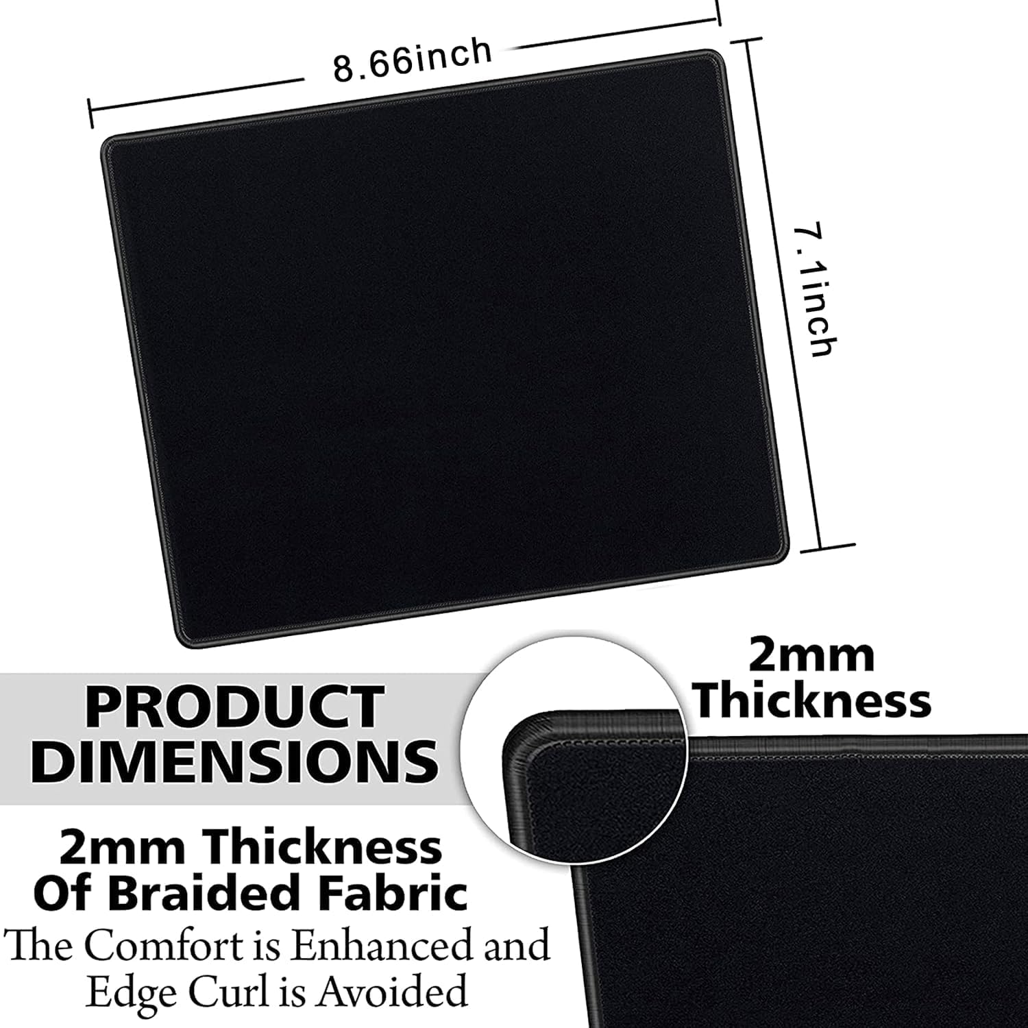 SaiTech IT 50 Pack Mouse Pad with Stitched Edges Non-Slip Rubber Base, Premium-Textured and Waterproof Mousepads Bulk, Mouse Pad for Computers, Laptop (8.66 x 7.1 Inch) - Black
