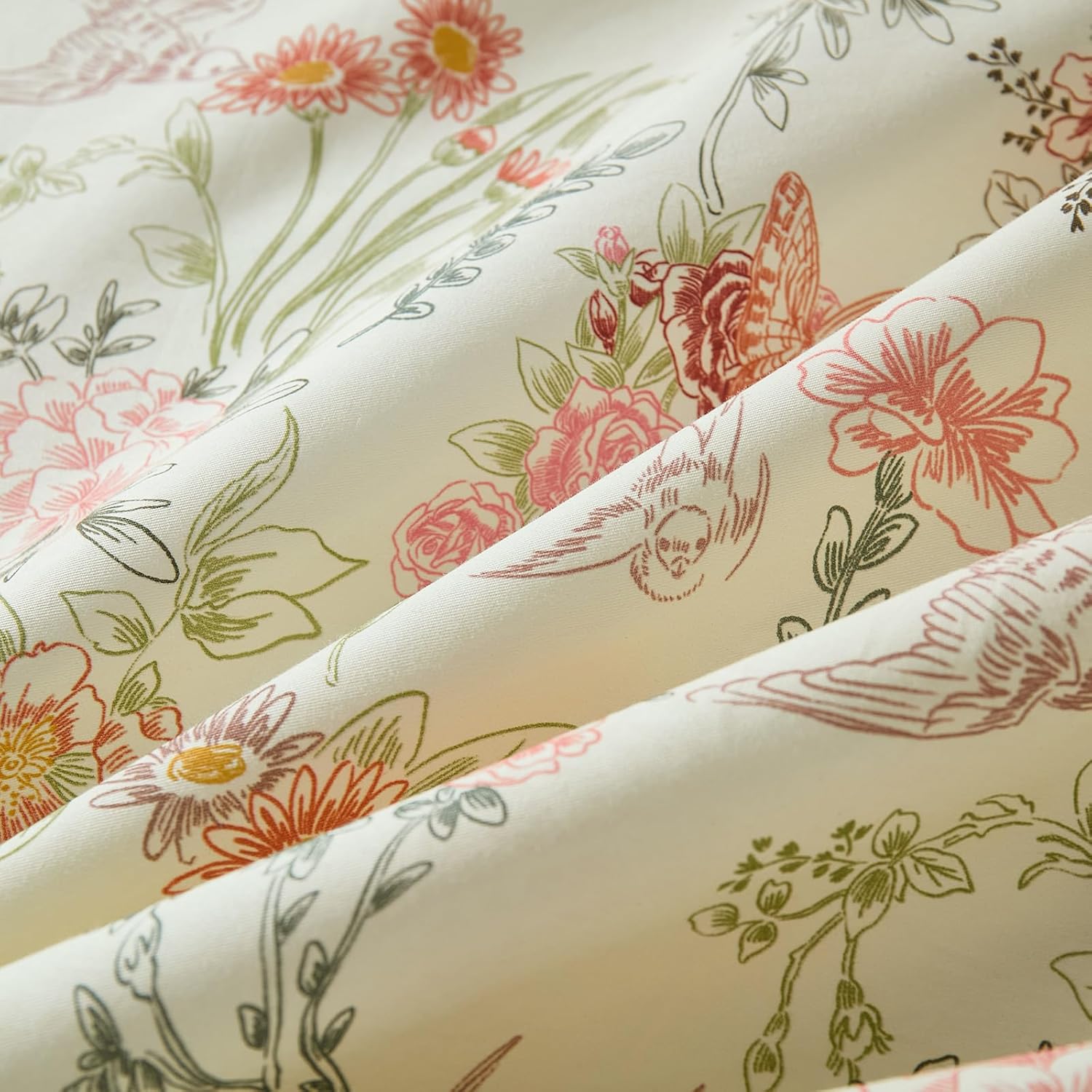 100% Cotton Duvet Cover Queen Size – Vintage Botanical Floral Duvet Cover Set with Zipper Closure, 3-Piece Soft Breathable Natural Premium Cotton Bedding Set for All Seasons - Image 6