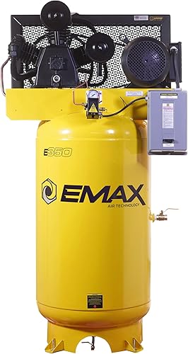 EMAX Compresor de aire eléctrico - 80 galones 7.5HP Compresor de 2 etapas con drenaje automático y 26 CFM, 200 PSI máximo - EHI07V080Y1 7.5 CV,10