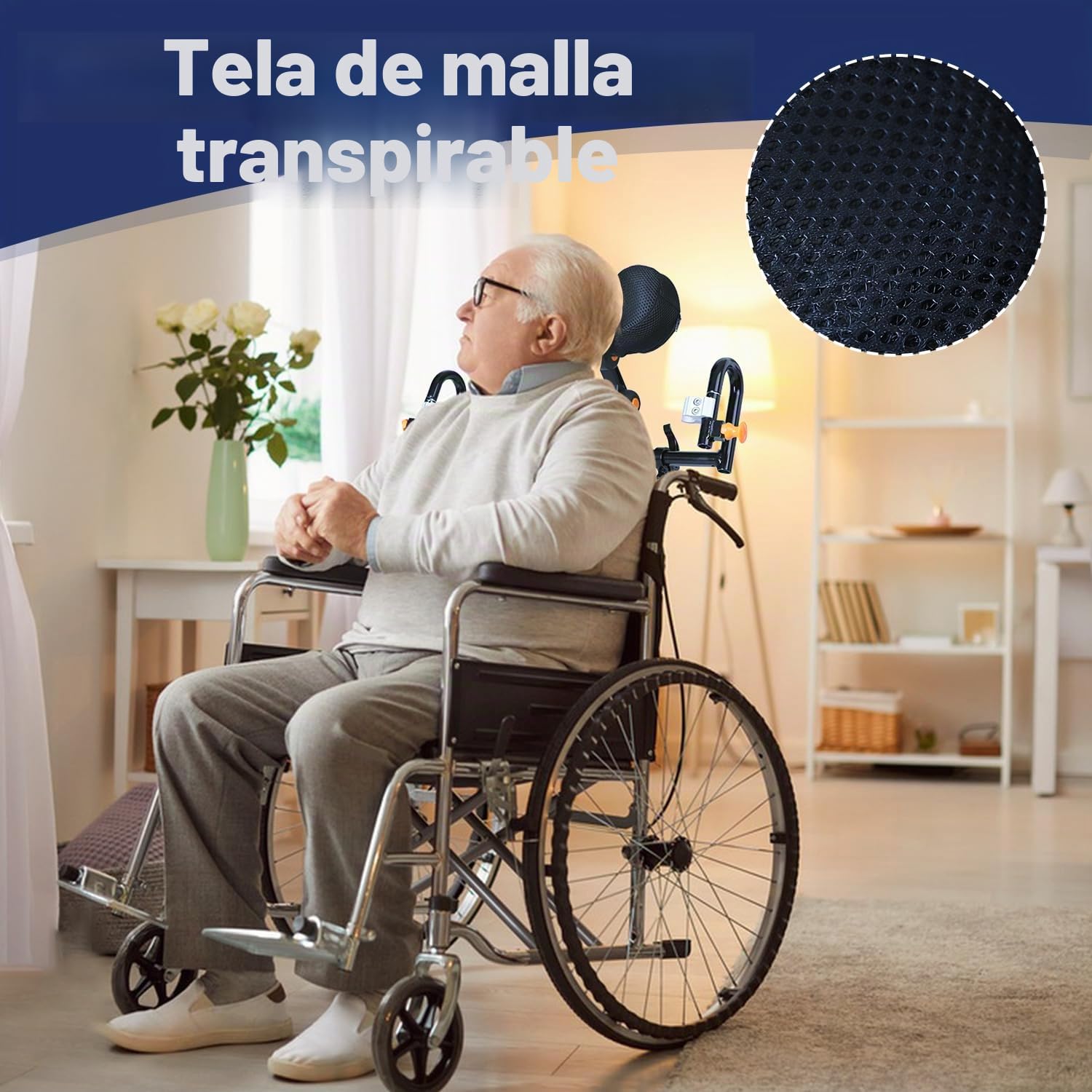 Reposacabezas ajustable para silla de ruedas, cabeza y respaldo ergonómicos, reposacabezas y respaldo ajustables para sillas de ruedas eléctricas, personas mayores, adultos