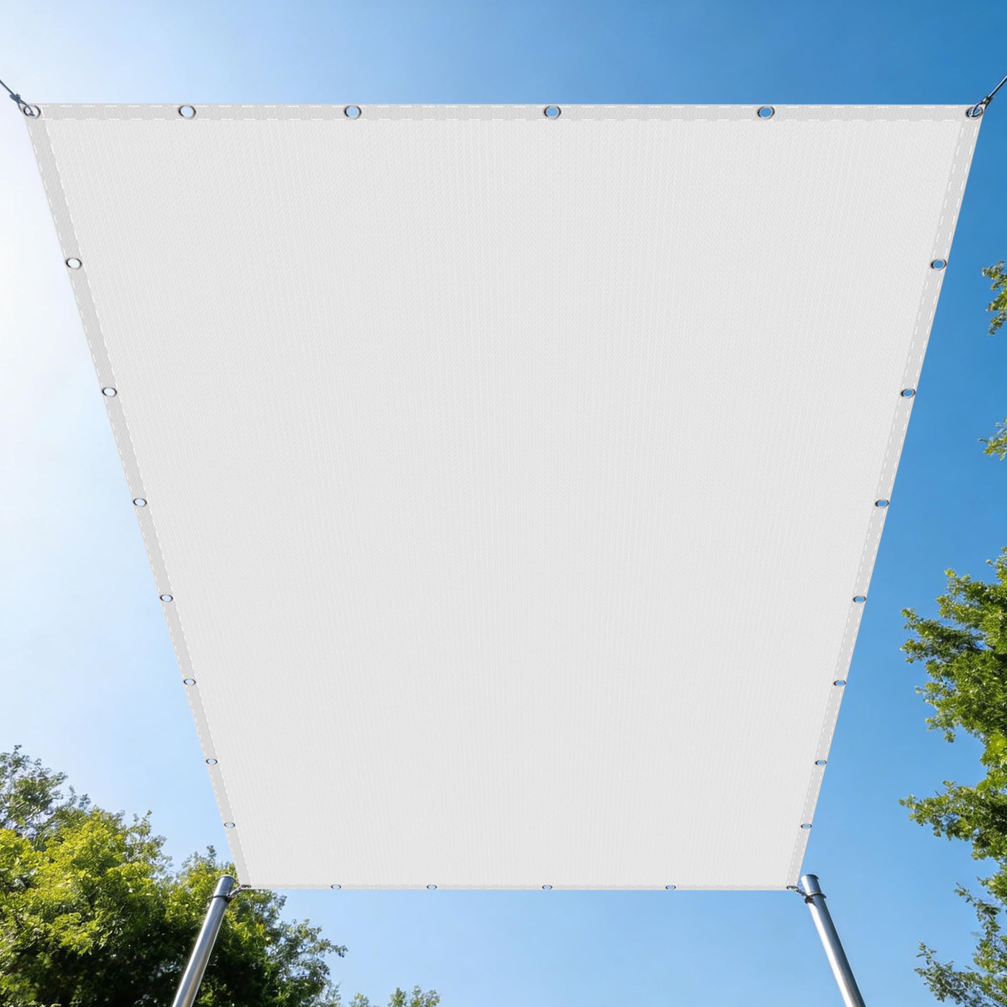 Voile d'ombrage rectangulaire 3.5x3.5m blanc pour terrasse et jardin