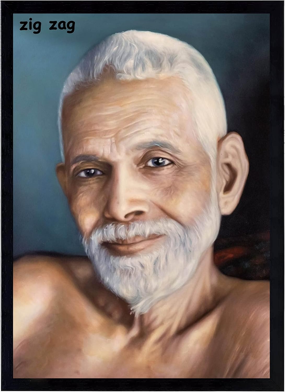 zig zag Ramana Maharshi Big Photo Frame For Wall Picture Frame Size medium (9.5 x 13.5 inches, Acrylic Glass)
