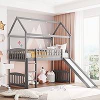 Vista 42 de Marco de litera con tobogán, no necesita somier, gris, individual sobre individual