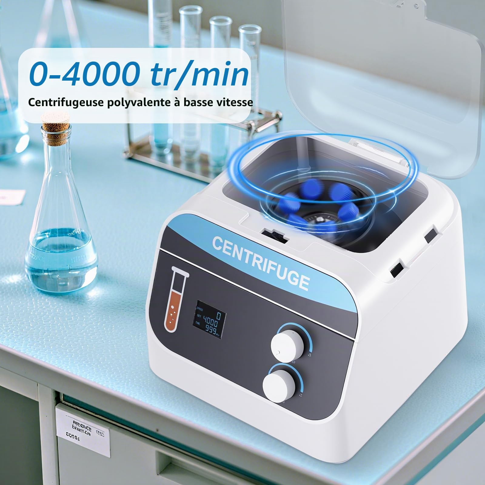 YUCHENGTECH Centrifugeuse de Laboratoire 20mlx6 0-4000 tr/min 0-999 Min | Centrifugeuse de Paillasse Électrique Centrifugeuse à Basse Vitesse 1920xg Compatible avec les Tubes Centrifuger de 5/7/10ml