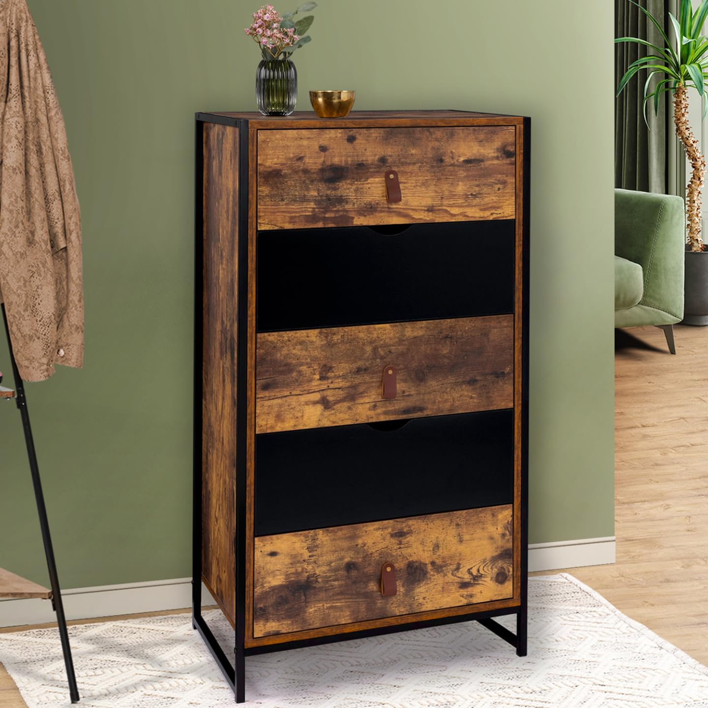 IDMarket - Chiffonnier 5 tiroirs Chicago 60 cm Commode semainier Design Industriel