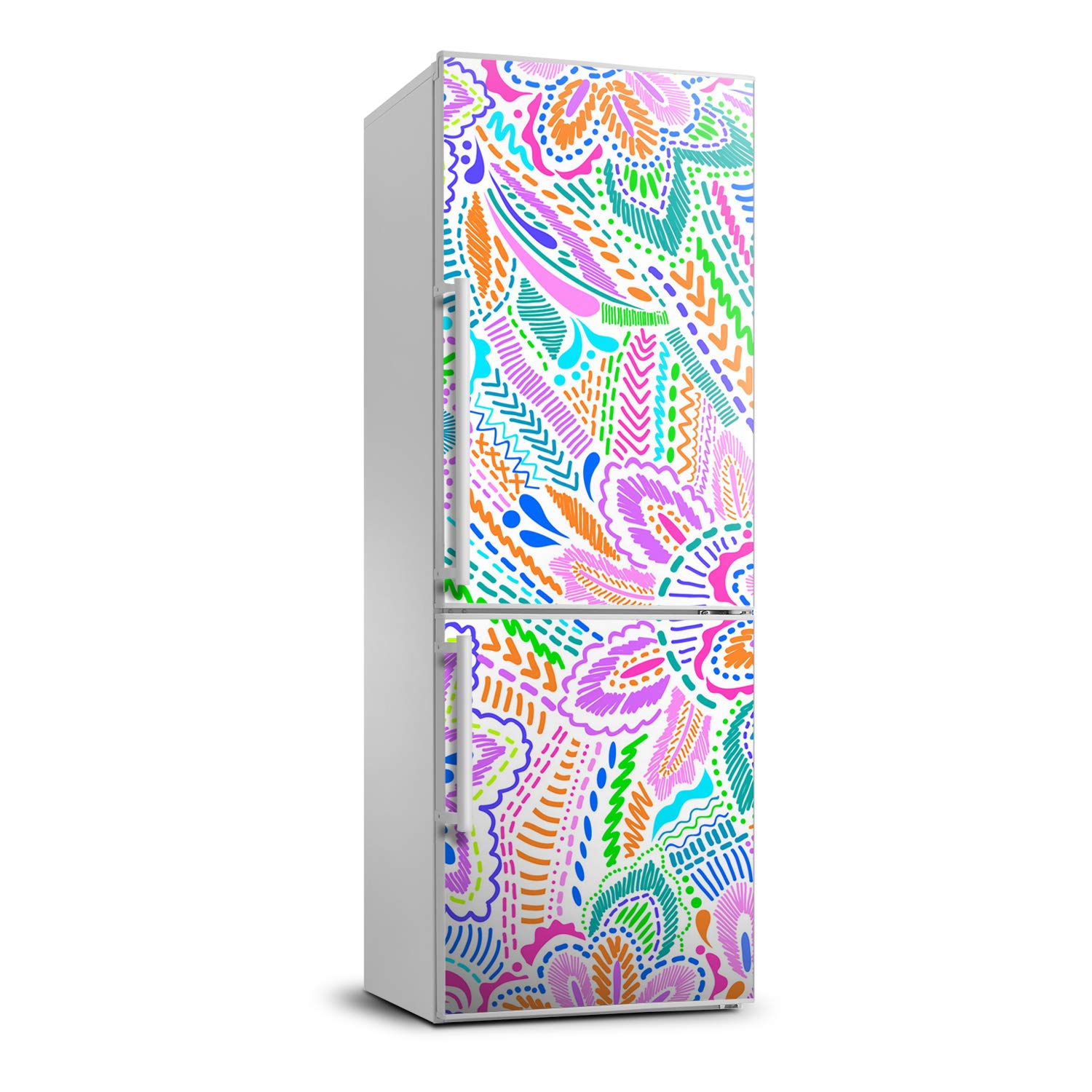 Tulup Cubierta del Refrigerador con Patrón de Flores Vinilo Decorativo Premium 60x180 cm
