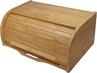 Premium Presents Large Natural Bamboo Roll Top Bread Box - Kitchen Countertop Organizer for Bread, Potatoes, Vintage Storage (17.3" W x 11" D x 7" H)