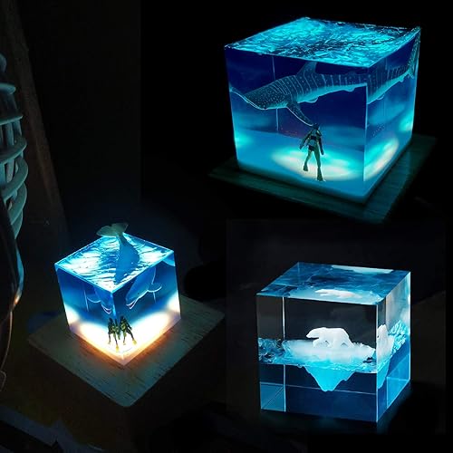 Miniatura 5 de Molde de resina de luz cuadrada, moldes de silicona LED para resina, moldes de silicona con soporte de base iluminado de madera para arte de resina,