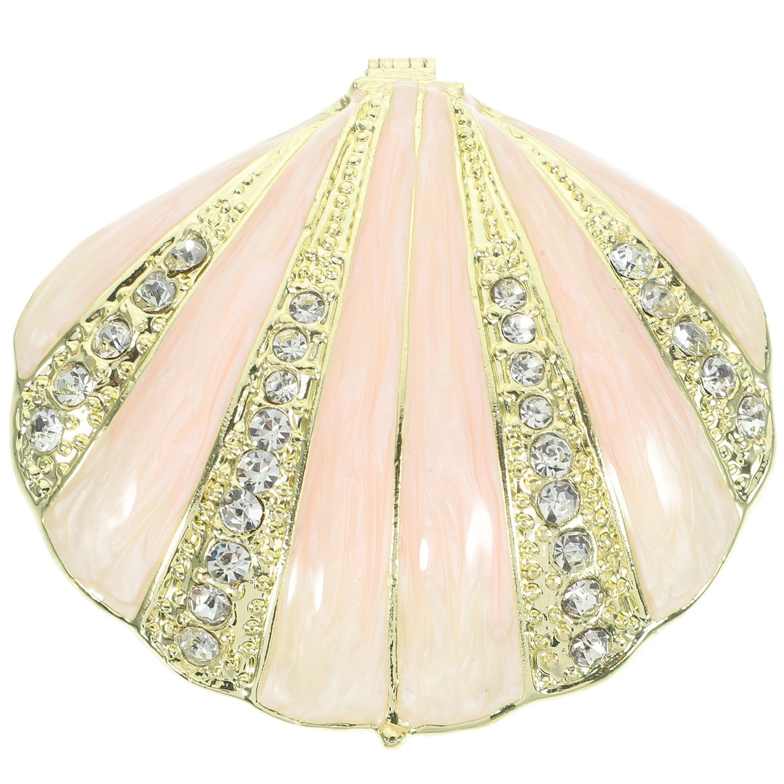 Lshtshf-ou Jewelry Box Shell Shaped Large Earrings Organizer Trinket Container With Enamel Finish Light Pink Decorative Storage For Women