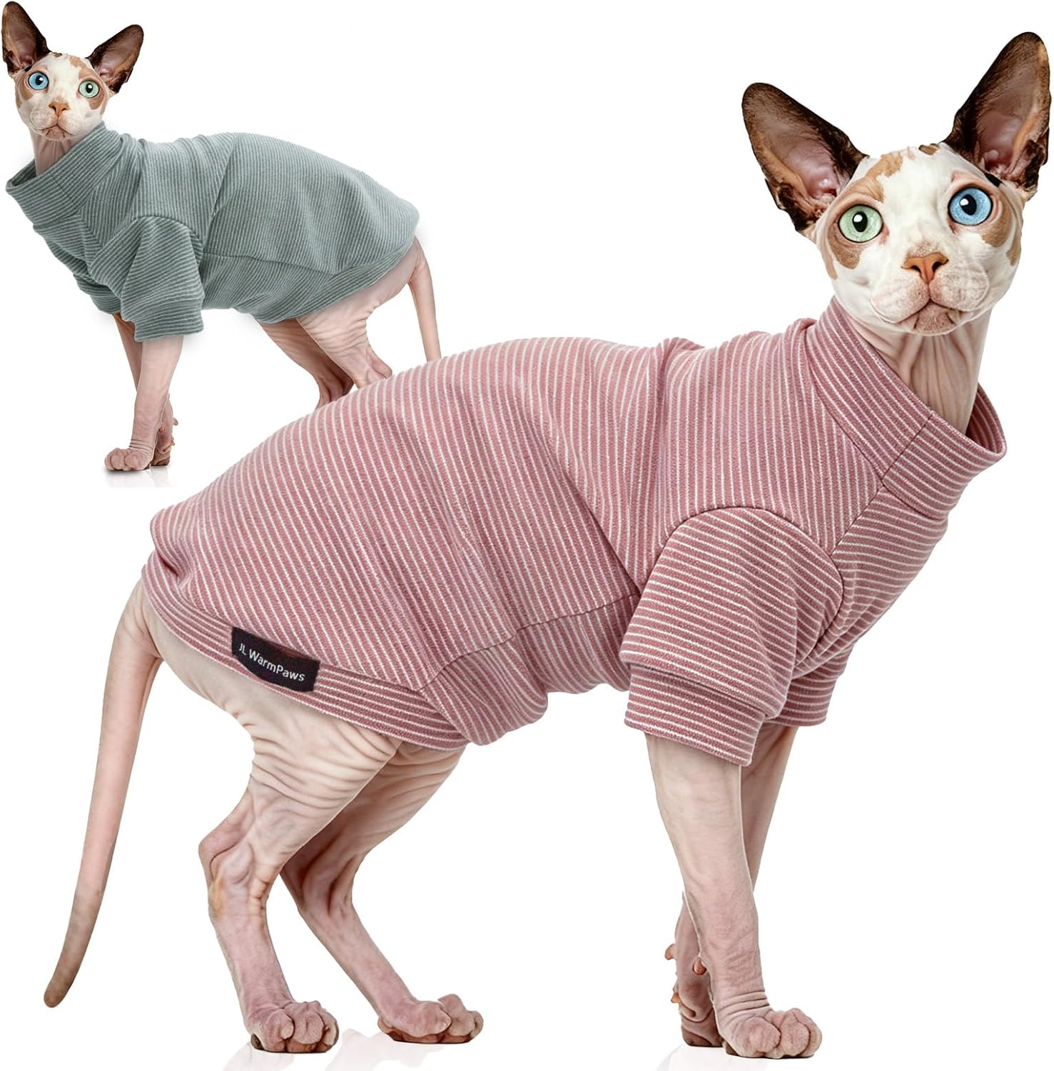 2 Sphynx Cat Clothes Fleece Knit Dog Cloth for Small Dogs | Soft warm fleece knit, covers belly. Stretchy, easy on. Washes well. For small dogs & cats: walks, naps, or chilly AC rooms.