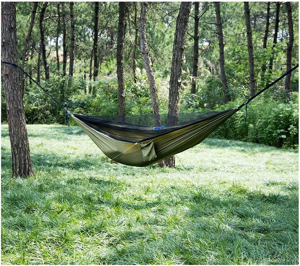 Outdoor Hammock Anti-Rollover Travel Camping Portable Hammock Hanging Chair Outdoor Portable Camping Travel Equipment (Color : Military Green, Size : 290 * 135cm)