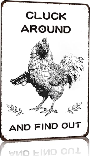 Miniatura 11 de Cartel divertido de pollo con texto en inglés "Chicken Raising Jesus Praising", letrero de lata vintage para el hogar, granja, gallinero, cocina,