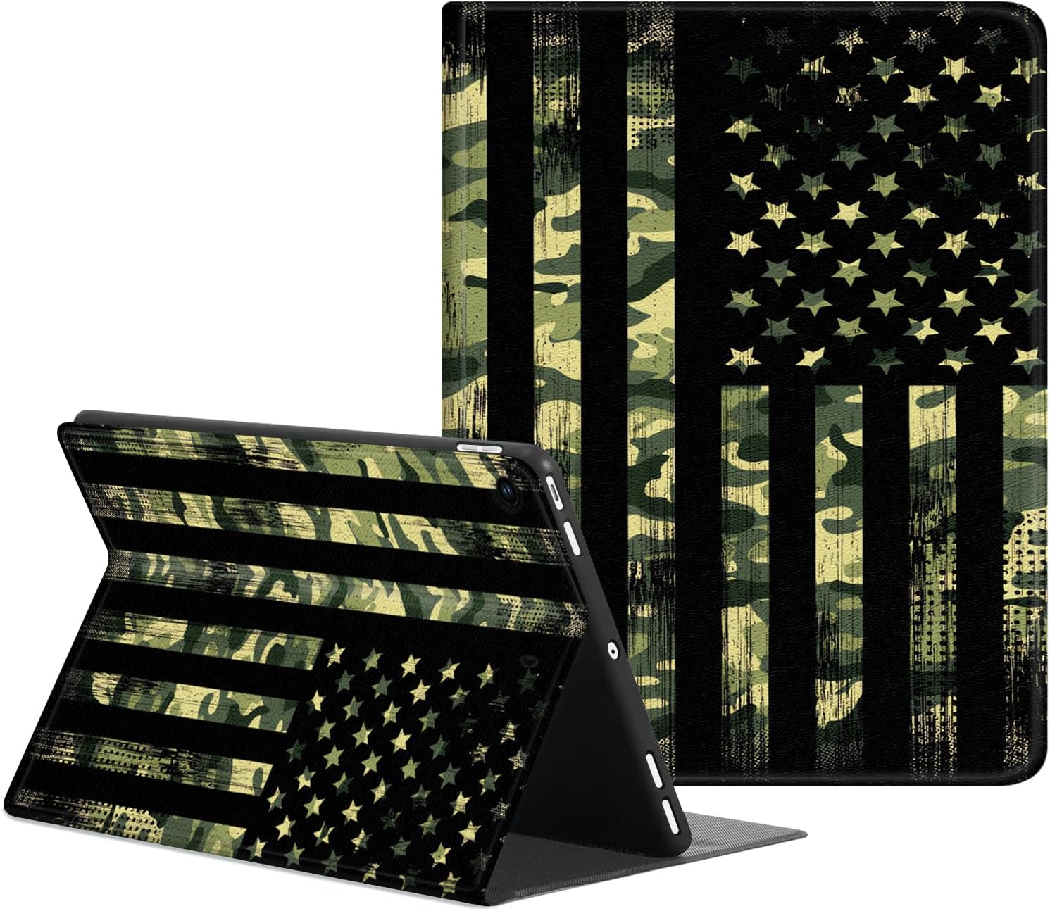 Compatible with Apple iPad Air 13 Inch Case (M3 2025 /M2 2024)/12.9 Inch Case 6th/5th/4th/3rd 2022/2021/2020/2018 Slim Folio Protective Cover with Kickstand,Camouflage American Flag Camo