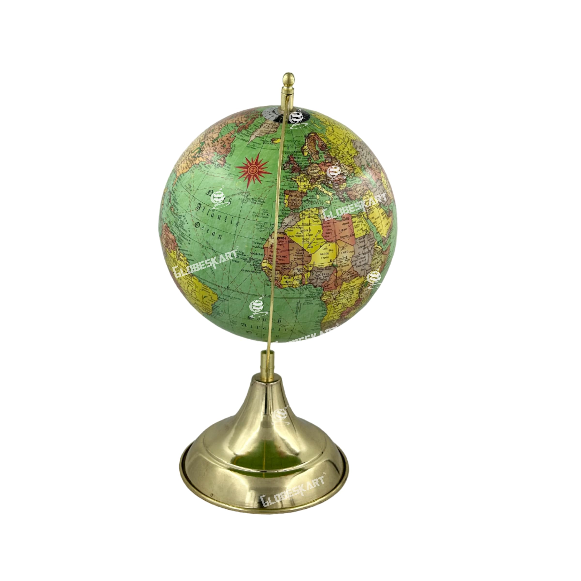 Globeskart Educational/Antique Globe with Brass Antique Arc and Base/World Globe/Home Decor/Office Decor/Gift Item / 8 inches (Surahi) (Green Texture) (B01N6OHAE0) Amazon Price History, Amazon Price Tracker