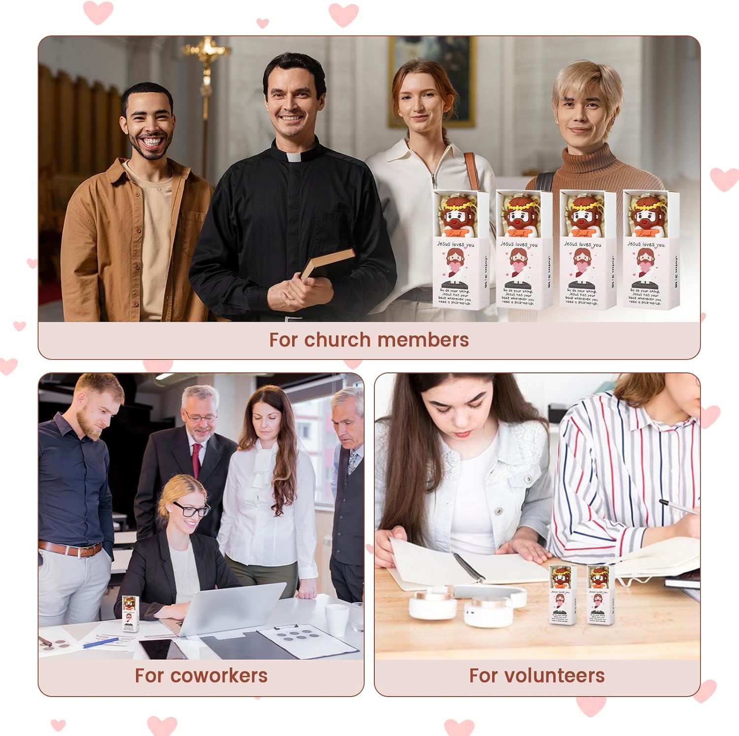 36 Sets Christian Gifts Bulk Mini Jesus Loves You Figurines Pocket Little Jesus Figures Small Positive with Storage Box Desk Decor Mini Religious Gift for Adults Church Mother's Day image 3
