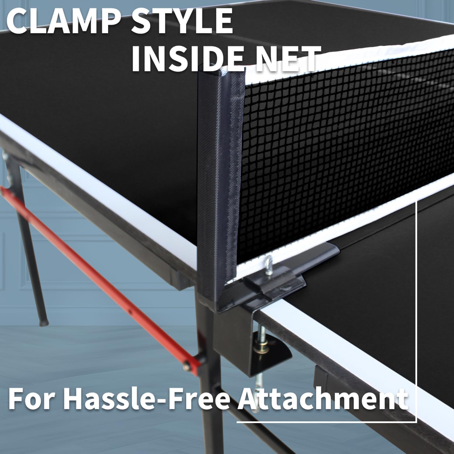 8ft Black Mid-Size Table Tennis Foldable & Portable Ping Pong Set for Indoor Games with Net, 2 Paddles and 3 Balls Easy Storage