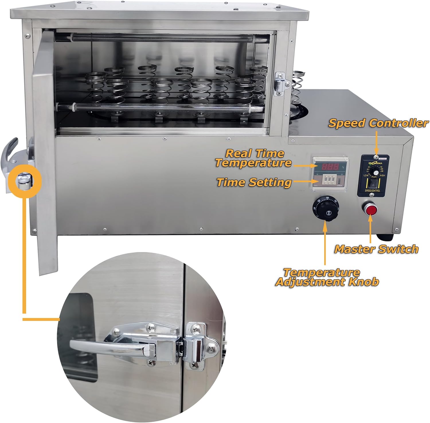 INTSUPERMAI Commercial Pizza Cone Oven 2000W Rotational Handheld Pizza Oven for Cone Forming Machine Stainless Steel Toaster with 12PCS Removable Holder for Restaurant Commercial Use 110V