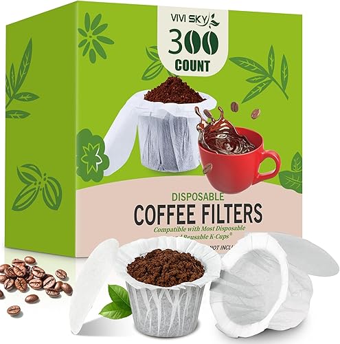 Miniatura 8 de VIVI SKY Filtros K Cup desechables con tapa, 100 filtros de café, filtros de papel K Cup para cafeteras Keurg de una sola porción 1.0 y 2.0 cápsulas