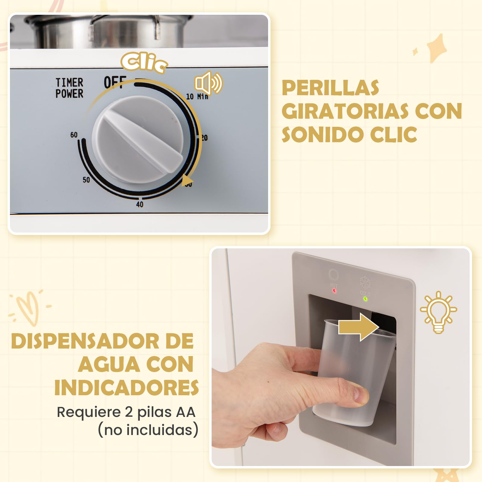 GOPLUS Cocinita Infantil de Madera con Dispensador de Agua y Sonidos