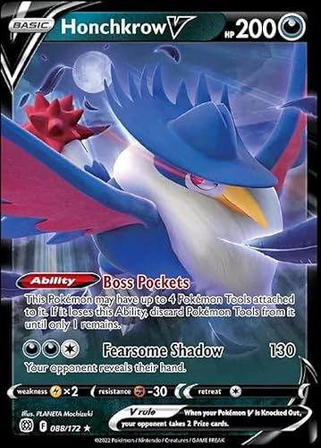 Honchkrow V 088/172 Brilliant Stars - Tarjeta Pokemon ultra rara - Lámina holográfica