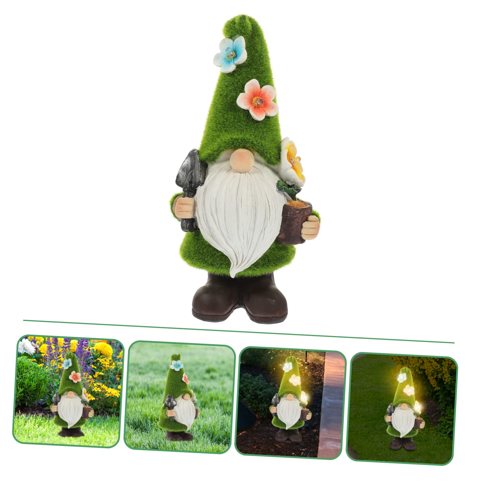 HEMOTON Lampada Solare in Resina a Forma Di Folletto Statua Da Giardino Per Esterni Resistente Intemperie Luce Solare Notturna