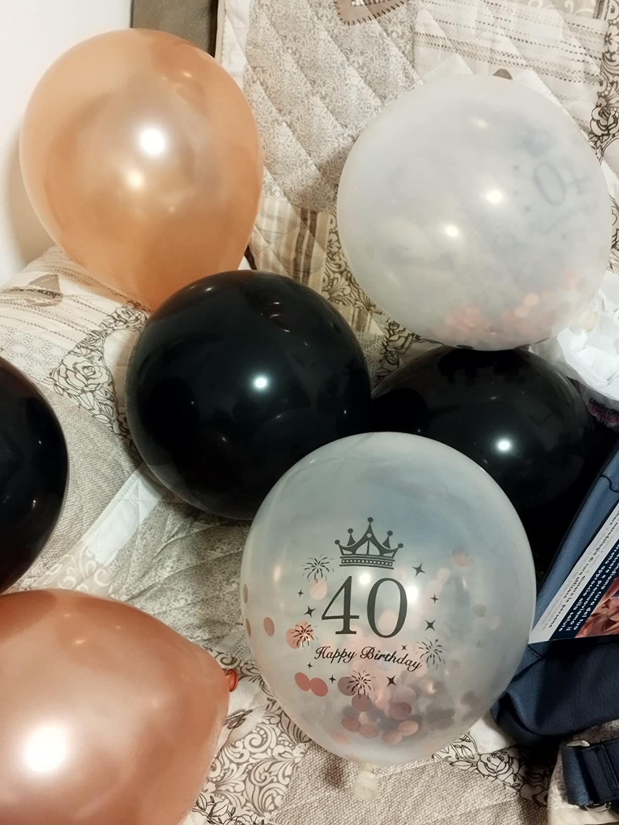 Kit Decorazioni Compleanno 40 Anni, Oro E Nero, Con Palloncini, Striscione, Poster E Coriandoli, Per Uomo E Donna
