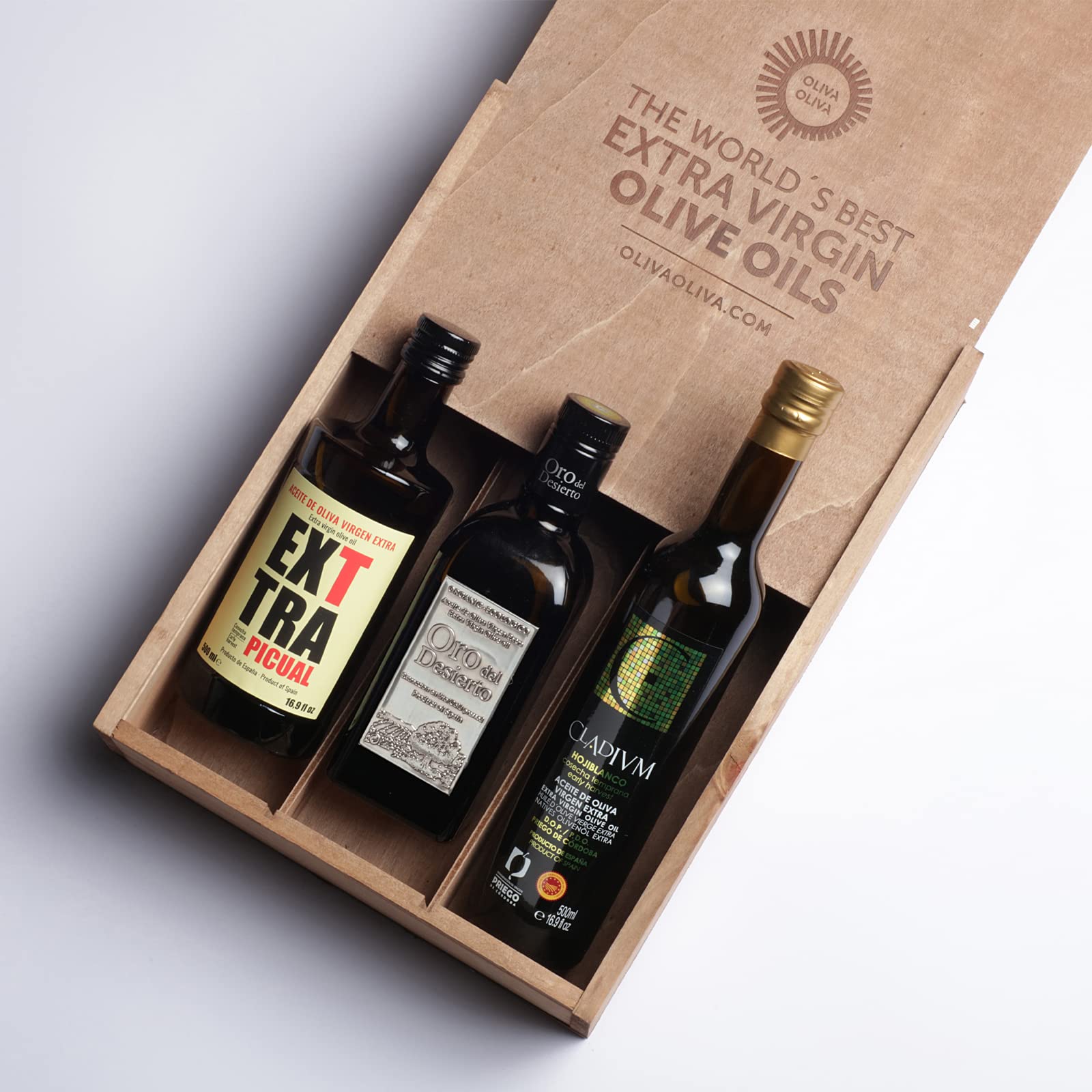 Najlepsze Oliwy z Oliwek Extra Virgin na świecie (Olive Japan 2021) - Opakowanie 3 x 500 ml butelek (drewniane pudełko)