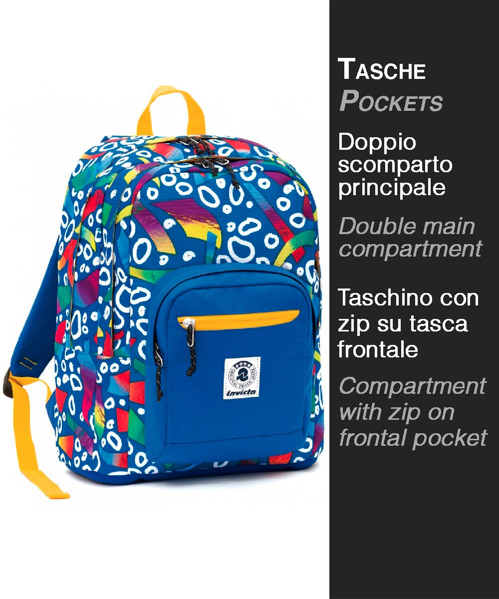 Seven Zaino Invicta, Flip, Fantasy, Nero, Rosso, Tasca Porta Pc e Tablet Padded, a mericano 38 Lt