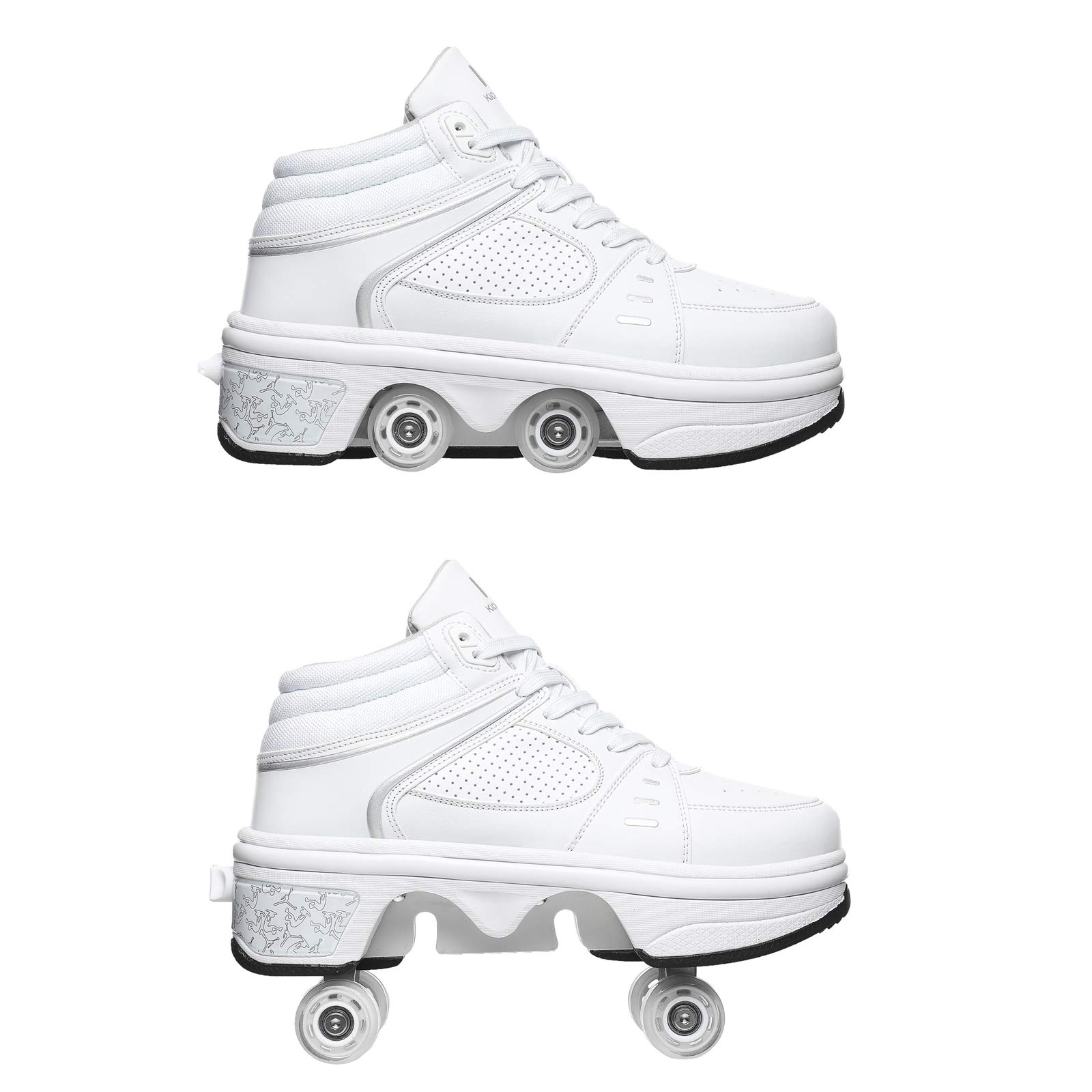 Scarpe Roller 2 In 1 Retrattili Unisex - Scarpe Da Skate Con Ruote LED, Taglia EUR 39 Bianco - Foto 5