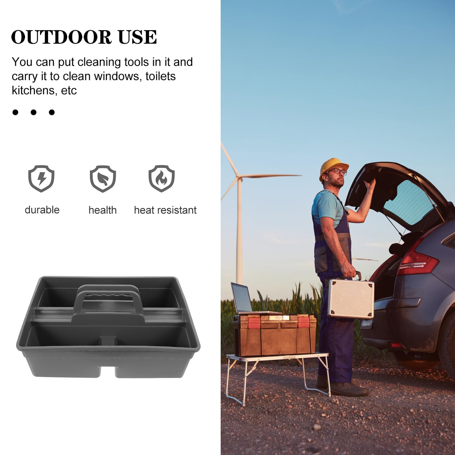 Sosoport Organizer la Pulizia con Manico Porta Prodotti Pulizia in Pp Portatile per Pulizie Casa e Servizi Igienici