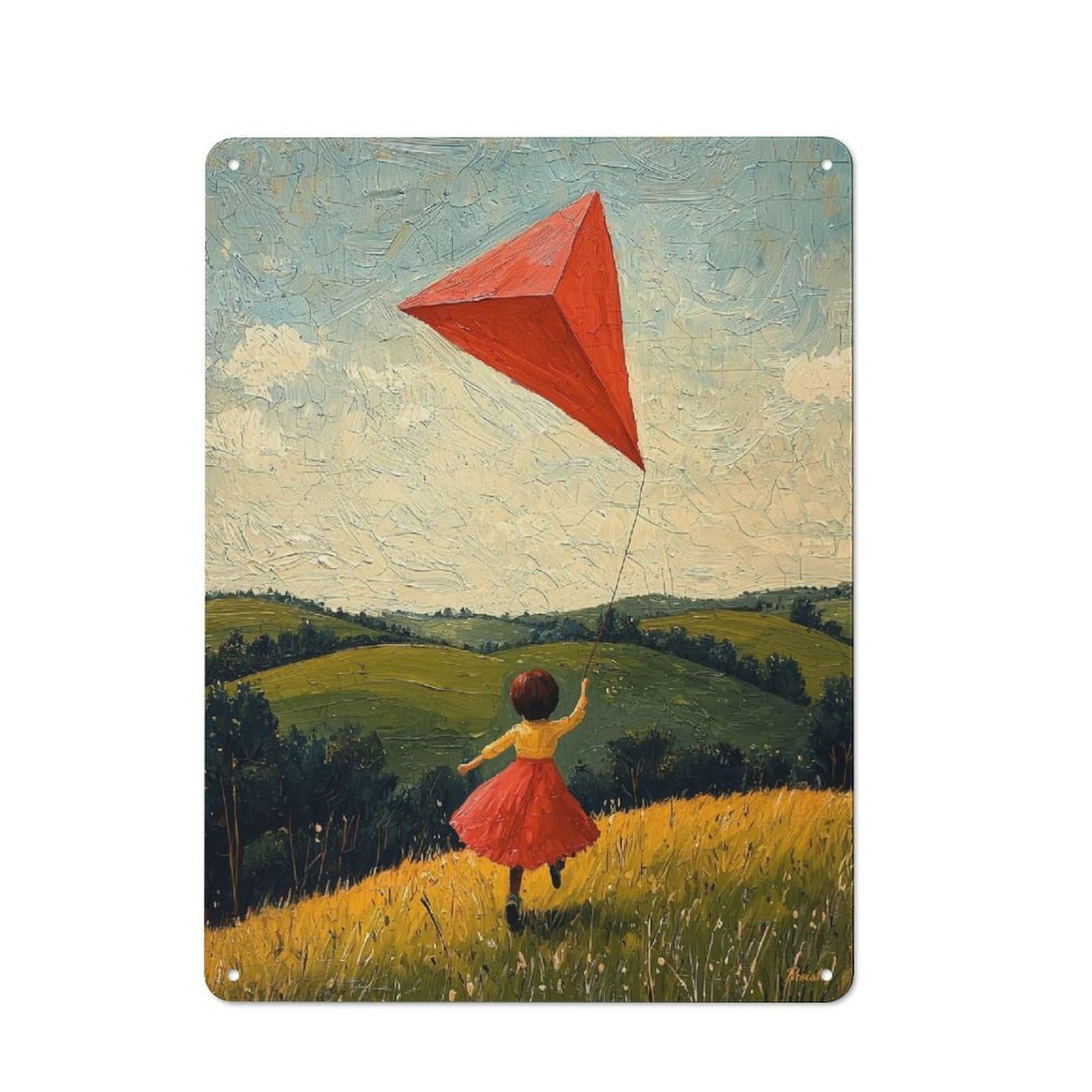 Junmoney Flying Free – Naïf Childhood Joy Art Rustic Metal Wall Sign 40X30cm For Studio Or Craft Room, For Vintage Wall Decor Fans, For Themed Room Decoration