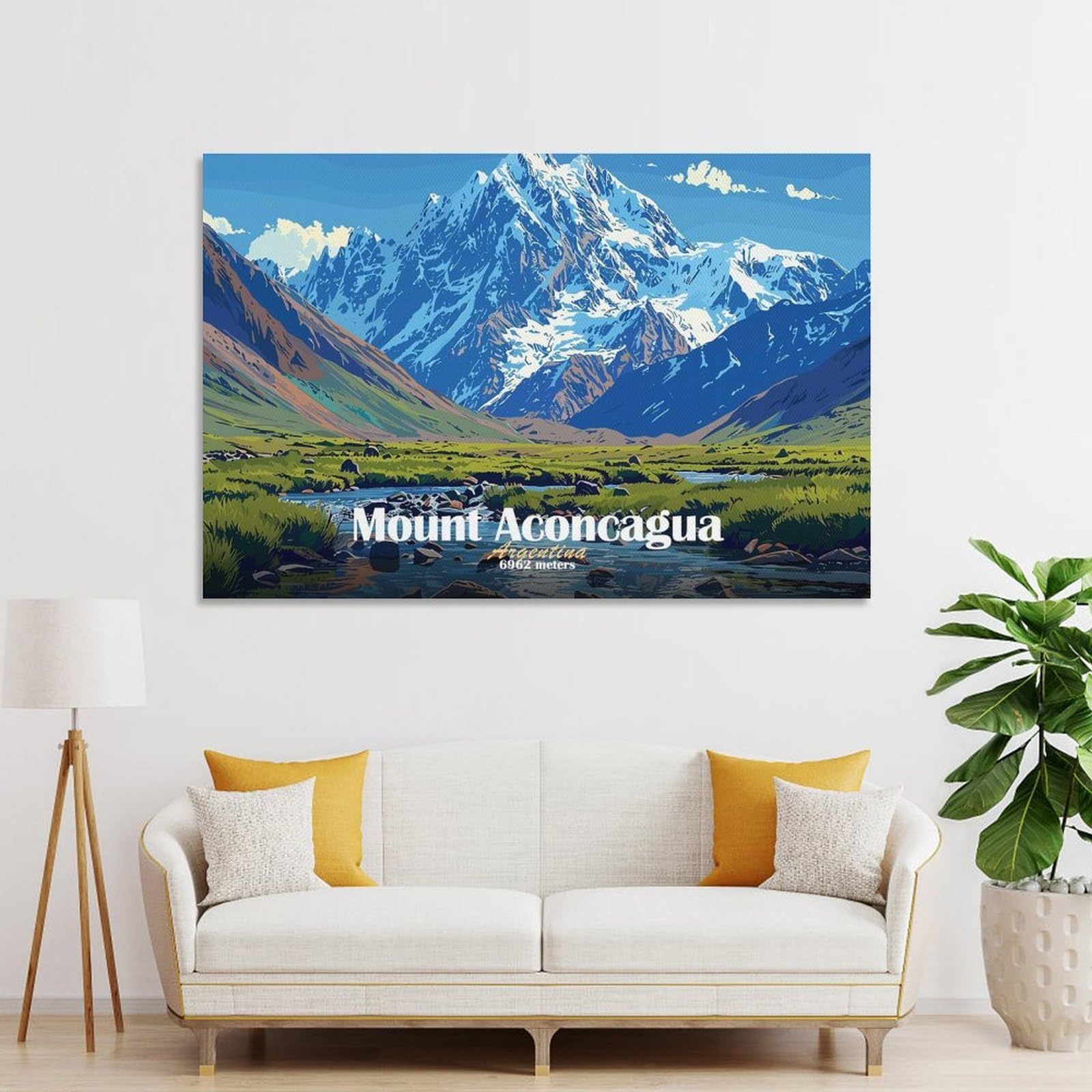 Junmoney Wall Picture Print Mount Aconcagua Landscape, 08x12inch(20x30cm), for Entryway, Lounge Links Or Small Walls, Home Artwork for First Impressions