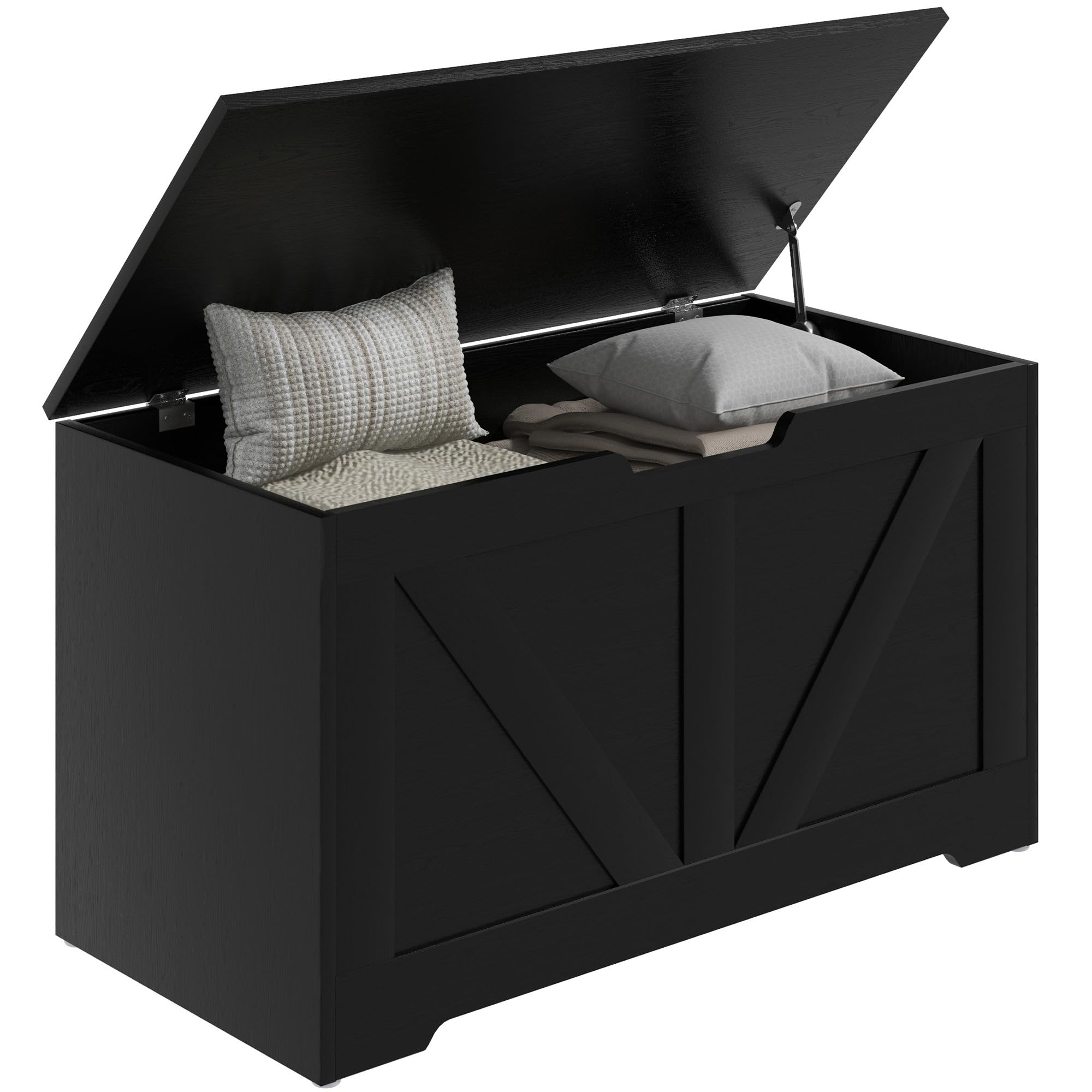 Homcom Storage Trunk For Living Room, With Safety Hinges, 80Cm, Black