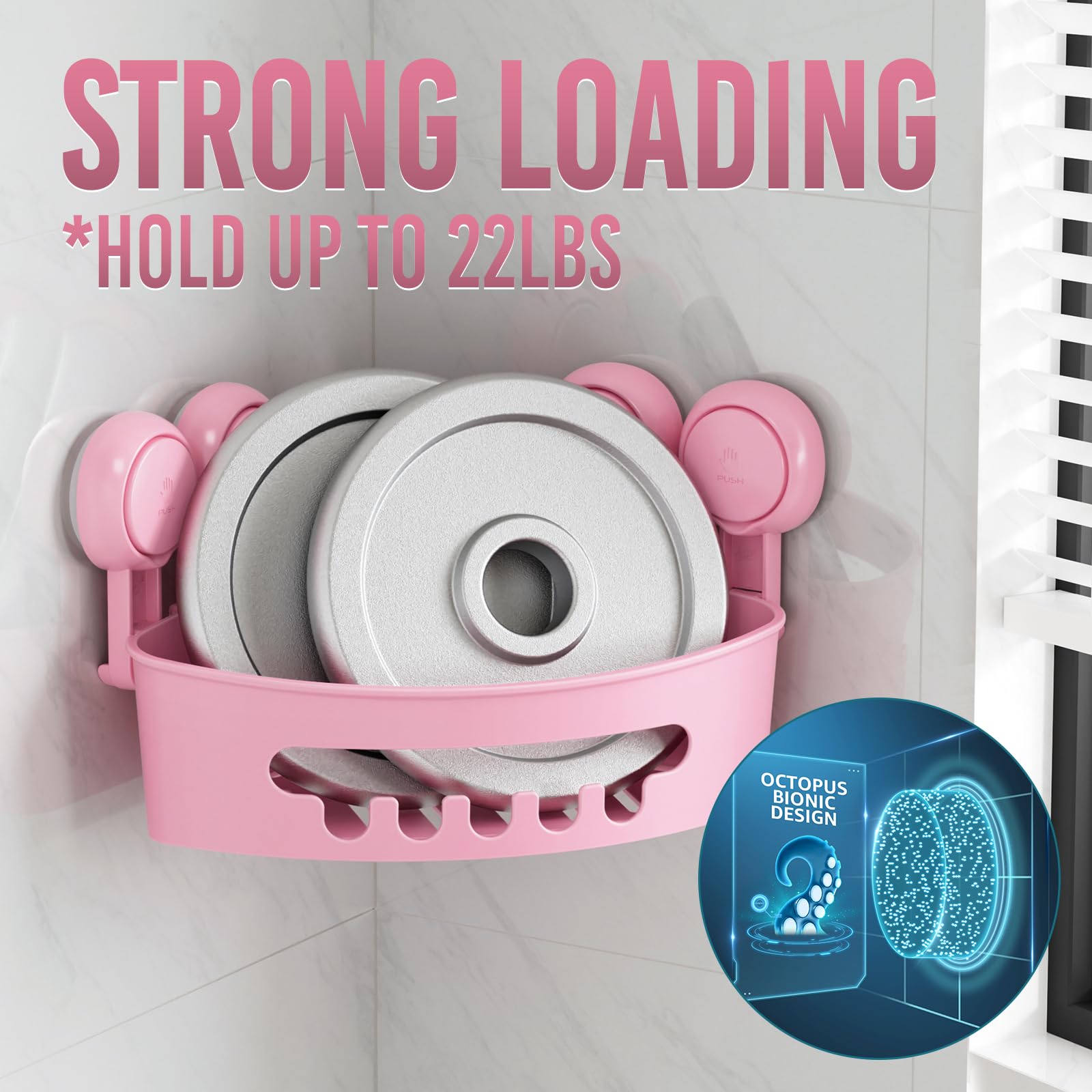 TAILI Shower Corner Shelves Corner Shower Caddy Suction Bathroom Shelf Small Bathroom Storage Triangle Shelf for Shampoo Conditioner Plastic Kitchen Accessories for Kitchen Drill-Free - Image 3