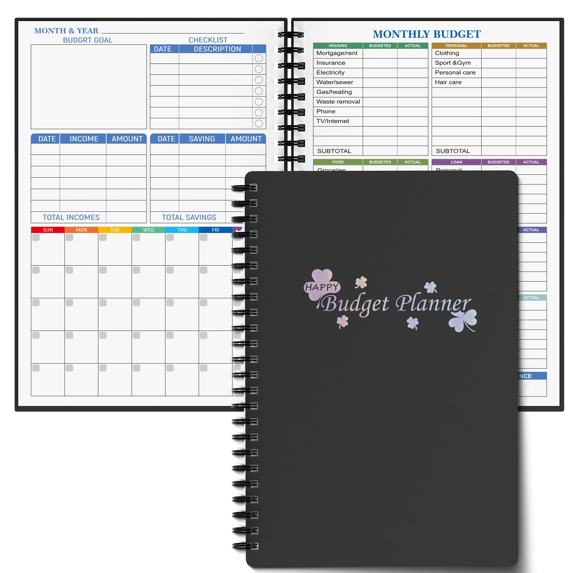 Budget Planner - Monthly Finance Organizer with Expense Tracker Notebook to Manage Your Money Effectively, Undated Finance Planner/Account Book, Start Anytime,A5(8.6x5.9 inchs),100gsm Paper (Silver)