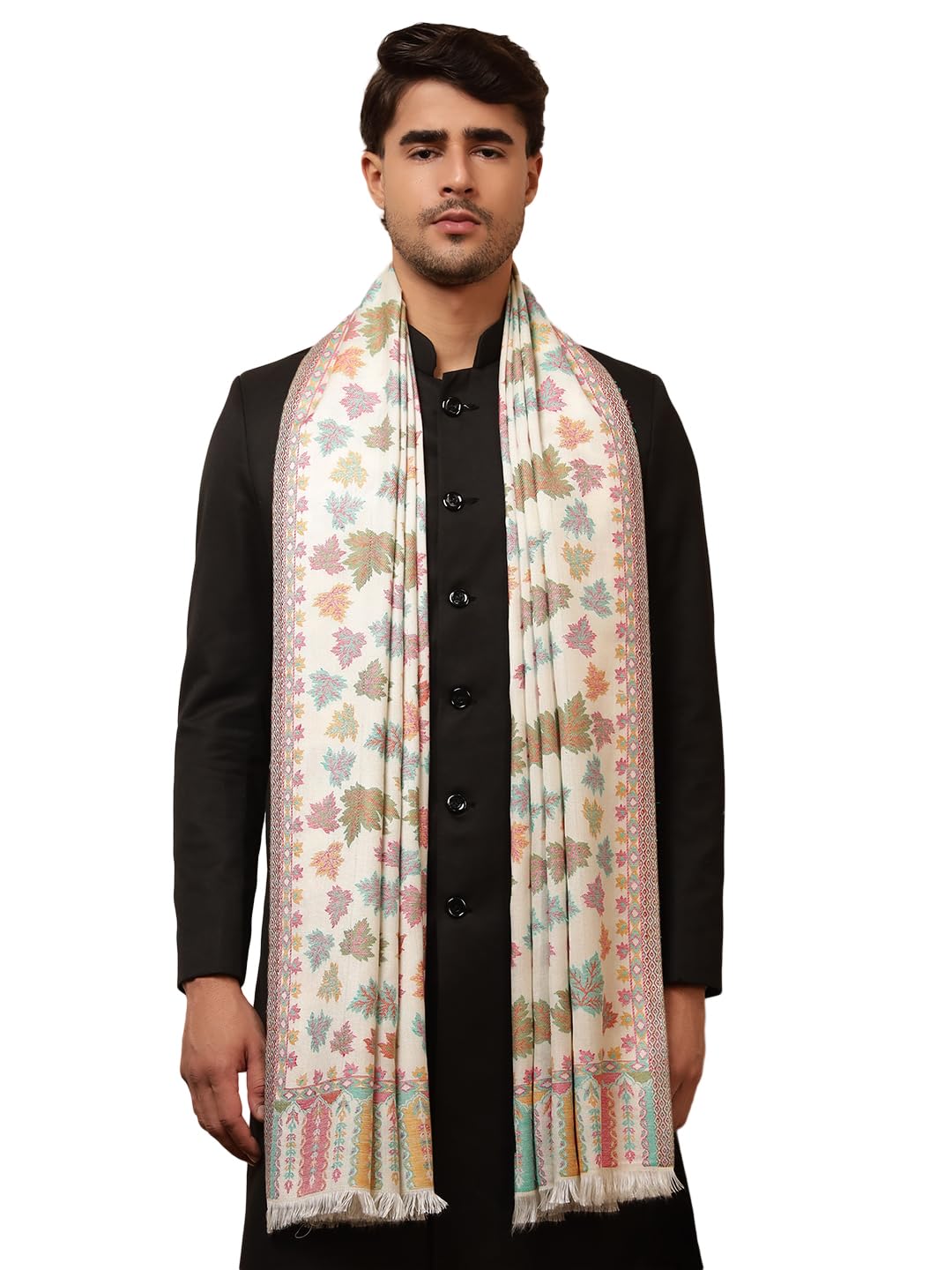 ravaiyaa - attitude is everything Men Jamawar Design Stylish Shawl, Warm and Soft Winter Shawl, Kashmiri Wool Shawl Wraps, Faux Pashmina (80L x 40W Inch)-picture-23