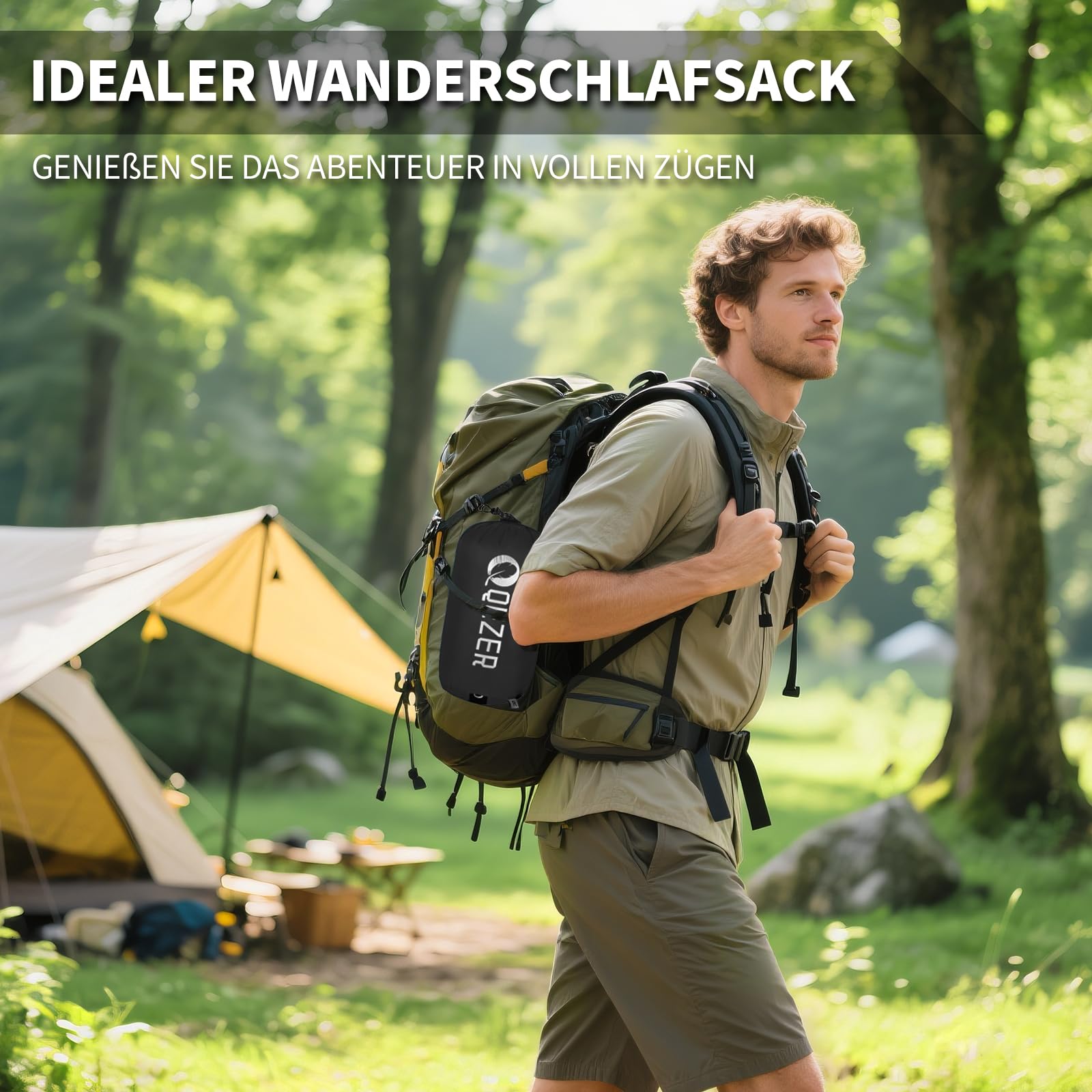 Daunenschlafsack, Winterschlafsack, gefüllt mit 650er Entendaunen. RDS-Zertifiziert. Geeignet für Temperaturen von 8 °C bis -30 °C, ideal zum Campen und Bergsteigen.