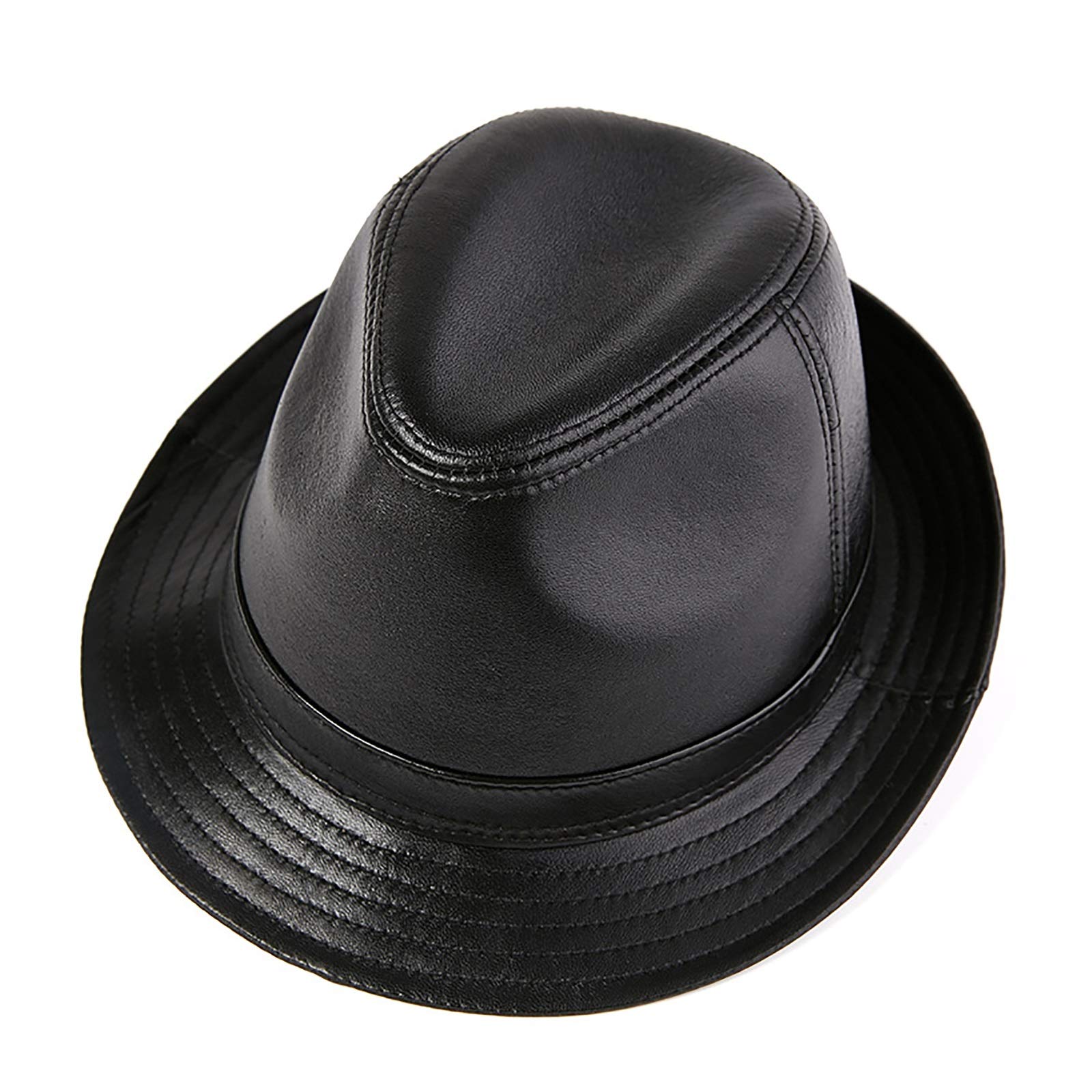Czapka dla mężczyzn, męska skóra owcza czapka jazzowa zimowa ciepła klasyczna vintage czapka fedora Trilby wieprzowe ciasto czapki