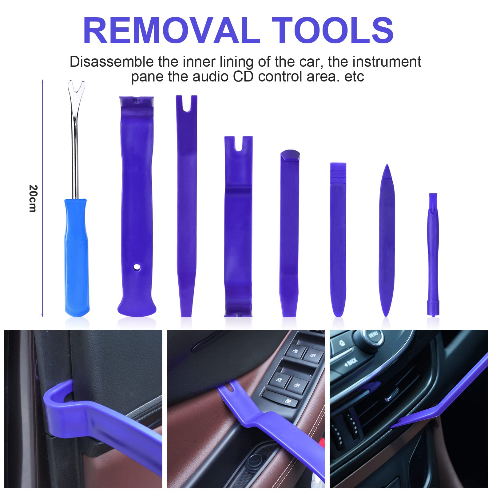 flintronic 7PCS Kit Utensile di Smontaggio per Riparazione Auto, Rimozione Ricambio Cunei in Plastica Leve Refit Set, Auto Trim Installer Pry, Removal Tools Kit per Auto Porta Pannello Radio Cruscotto