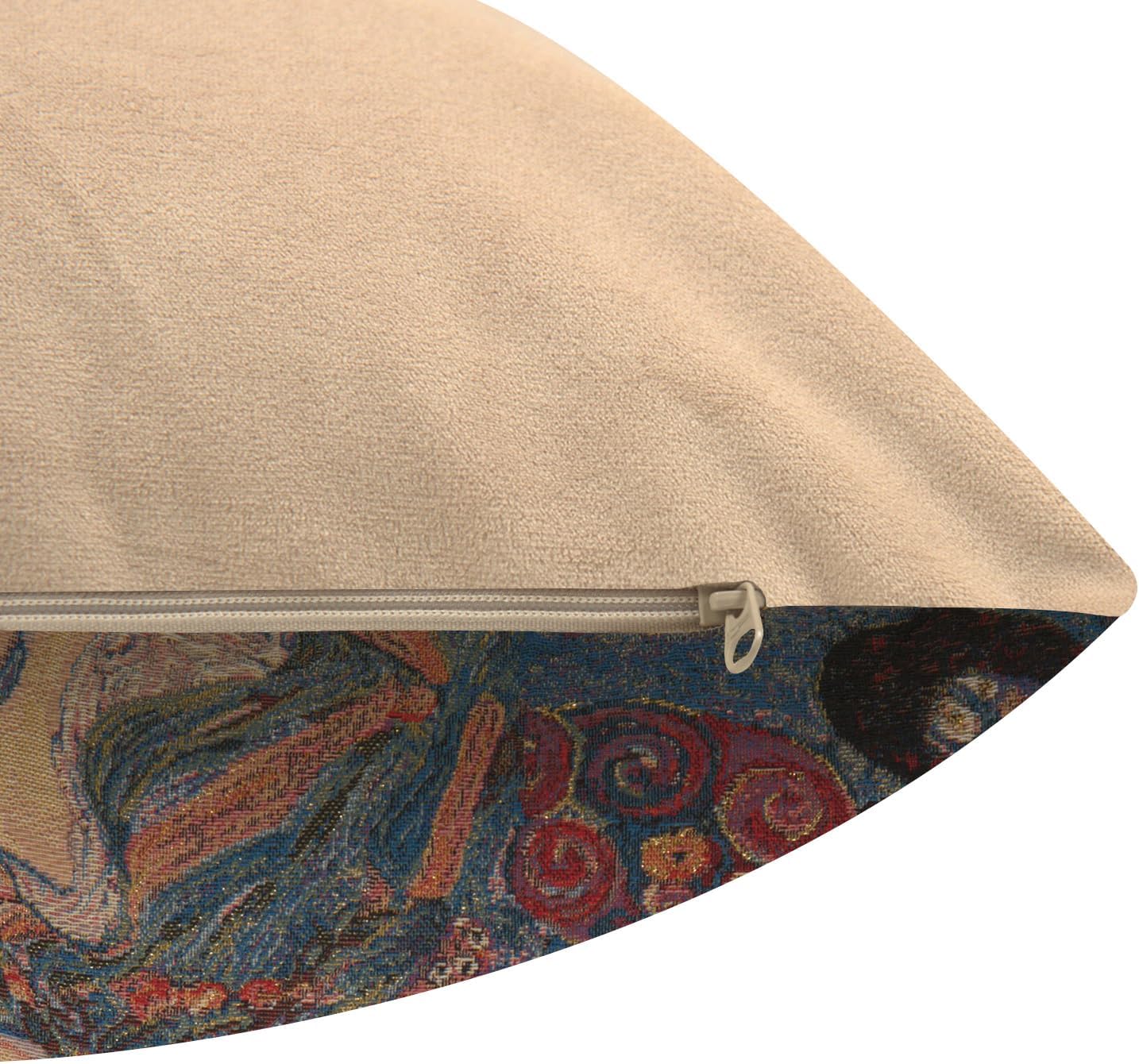 C Charlotte Home Furnishings Inc Klimt's The Virgin European Cushion Cover | Decorative Cushion Case with Cotton & Viscose | 18x18 Inch Cushion Cover for Living Room | Inspired By Gustav Klimt