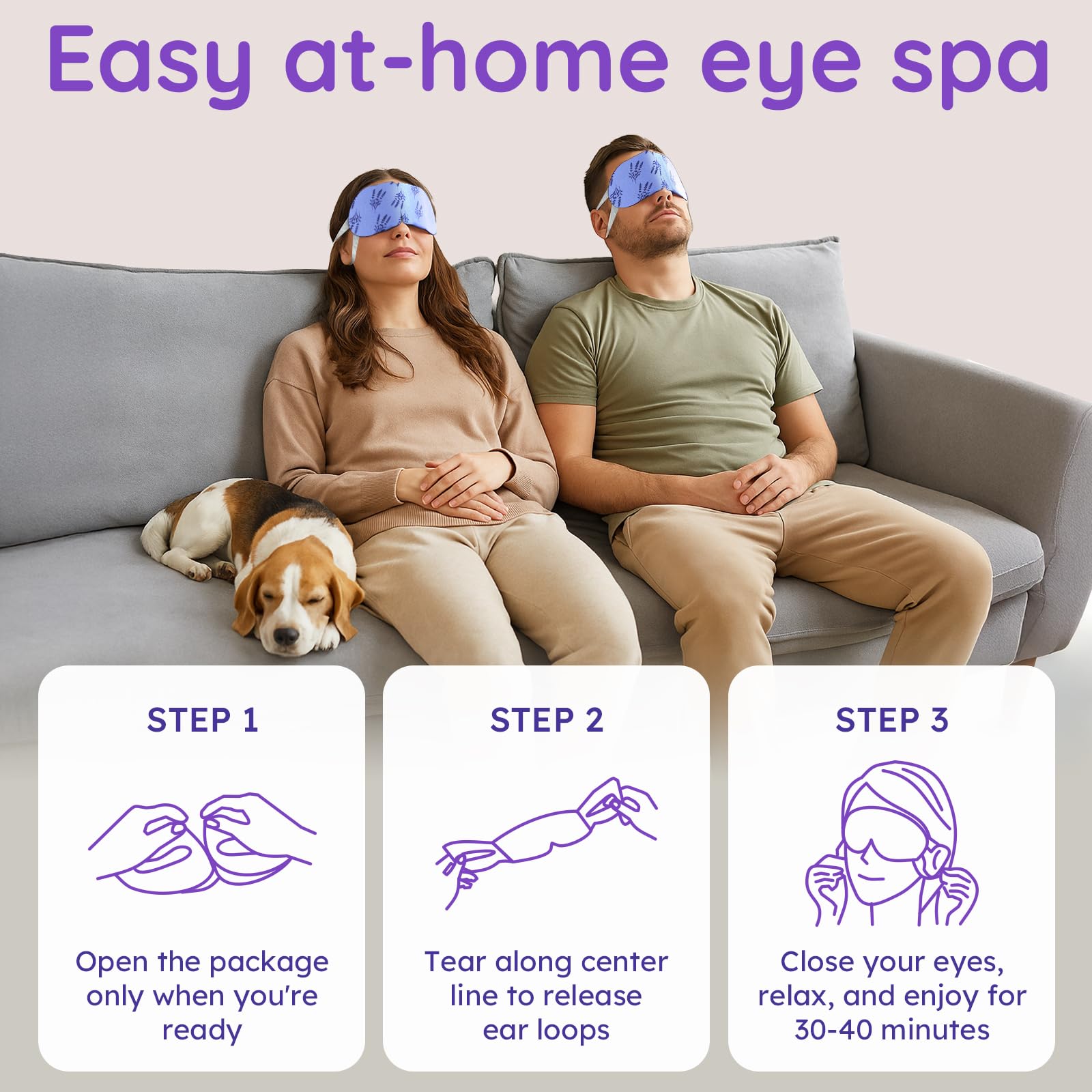 16 sztuk samonagrzewających się lawendowych masek na oczy, Steam Eye Mask przeciwko suchości, opuchliznom i zmęczeniu oczu – jednorazowy kompres cieplny do snu i podróży, ciepła maska płatki pod oczy
