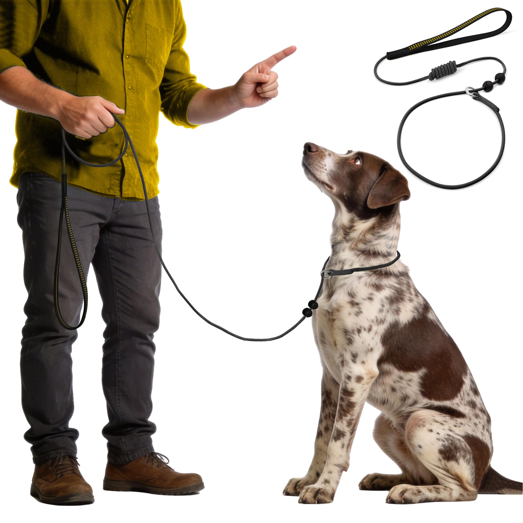 Slip Dog Leash for Small Medium Dogs Puppies Lightweight Thin but Sturdy Adjustable Slip Lead Soft and Slim 180cm Long 0.5cm Wide (Black, 1.4M Long)