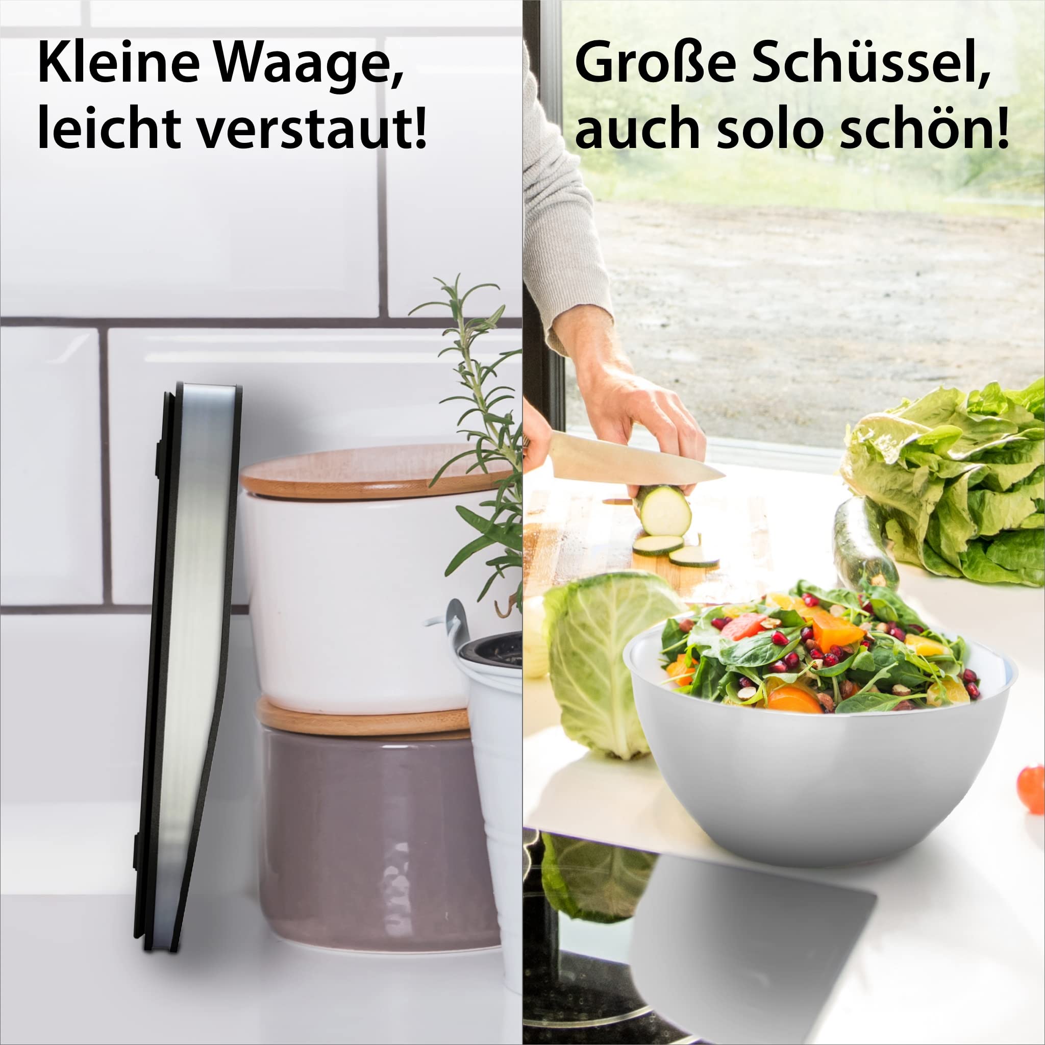 ADE Digitale Küchenwaage mit Schüssel aus Edelstahl | sehr präzise Grammwaage bis 5 kg | große Ziffern, gut ablesbar | hochwertige abnehmbare 2 l Schüssel