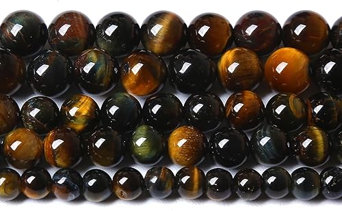Cuentas de ojo de tigre amarillo y azul de piedra natural, cuentas redondas sueltas, piedras preciosas energéticas curativas con poder curativo para